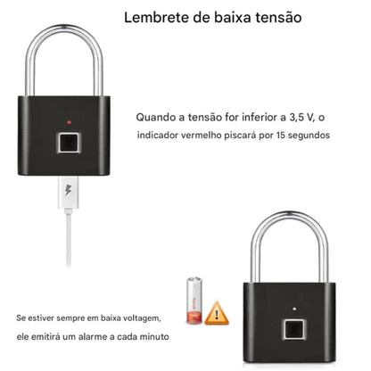 Cadeado Biométrico com Impressão Digital