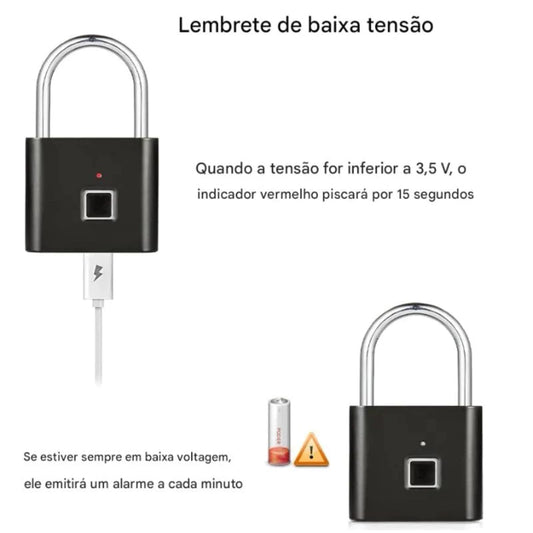 Cadeado Biométrico com Impressão Digital