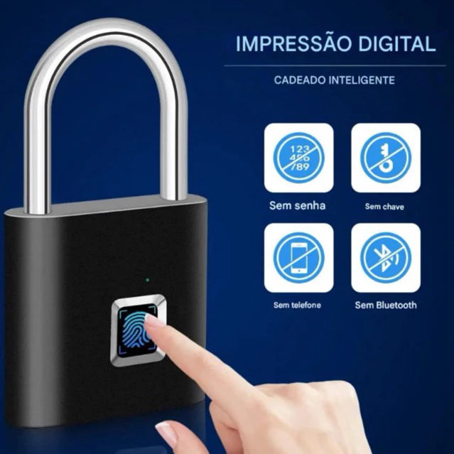 Cadeado Biométrico com Impressão Digital